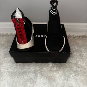 DKNY Black and Red High-Top Shoes